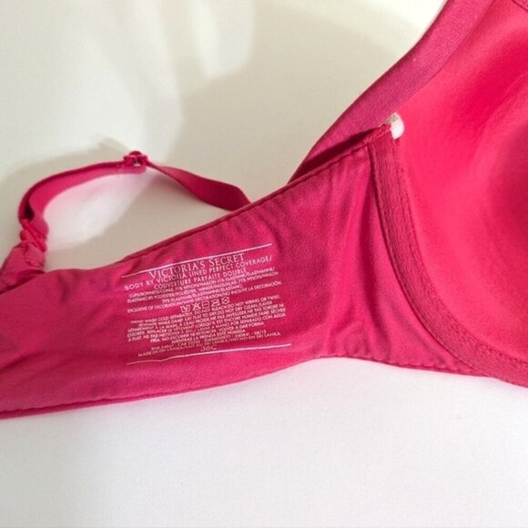 Like New VS Lined Perfect Coverage White/Hot Pink Lace 36C - Picture 5 of 5